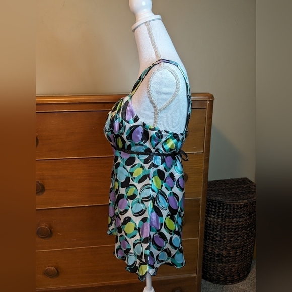 Vintage Byer IZ California Silky Geometric Baby-doll Tank SZ L - Picture 8 of 13